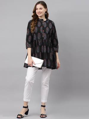 Black printed cotton tunics 5