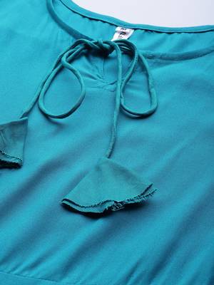 Sky-blue plain rayon kurta-suits 4