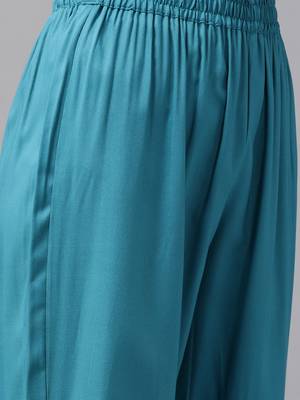 Sky-blue plain rayon kurta-suits 5