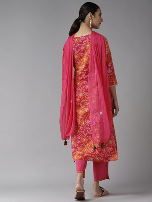 Pink printed cotton kurta-suits 2