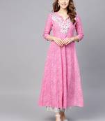 Pink printed rayon kurtas-and-kurtis