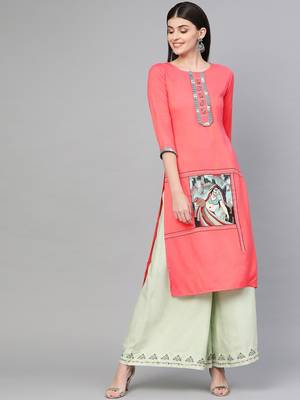 Pink printed rayon kurtas-and-kurtis 1