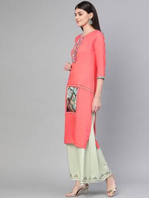 Pink printed rayon kurtas-and-kurtis 2