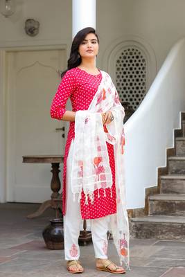 Pink printed cotton kurta-suits 3