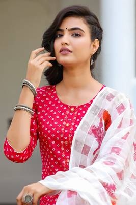 Pink printed cotton kurta-suits 4