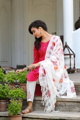 Pink printed cotton kurta-suits 5