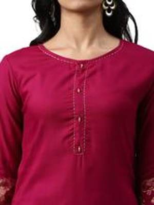 Pink plain cotton kurta-suits 4