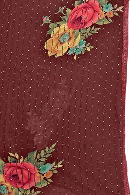Maroon printed georgette saree with blouse 4