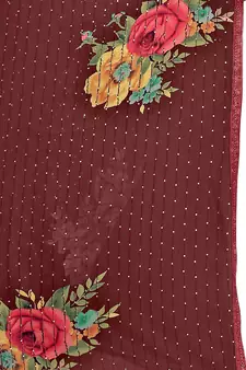 Maroon printed georgette saree with blouse