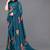 Turquoise printed georgette saree with blouse