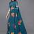 Turquoise printed georgette saree with blouse
