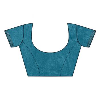 Turquoise printed georgette saree with blouse 3