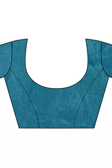 Turquoise printed georgette saree with blouse