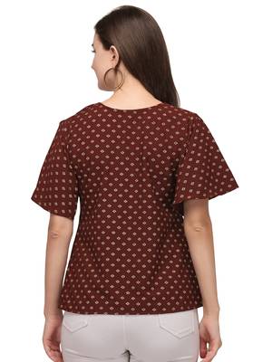 Wine printed crepe crop-tops 2