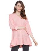 Pink plain georgette long-tops
