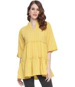 Yellow plain georgette long-tops