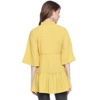 Yellow plain georgette long-tops 2