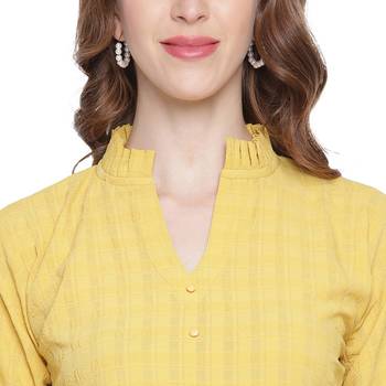Yellow plain georgette long-tops 4