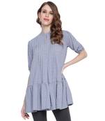 Grey plain georgette long-tops