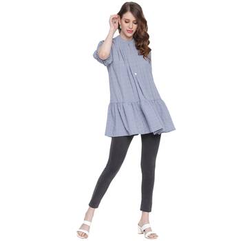 Grey plain georgette long-tops 5