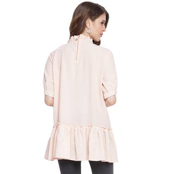 Peach plain georgette long-tops 2