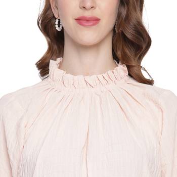 Peach plain georgette long-tops 4
