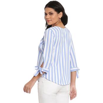Blue printed crepe crop-tops 2