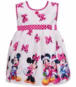 Pink printed polyester kids-frocks
