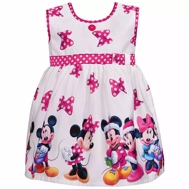 Pink printed polyester kids-frocks