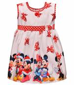 Red printed polyester kids-frocks