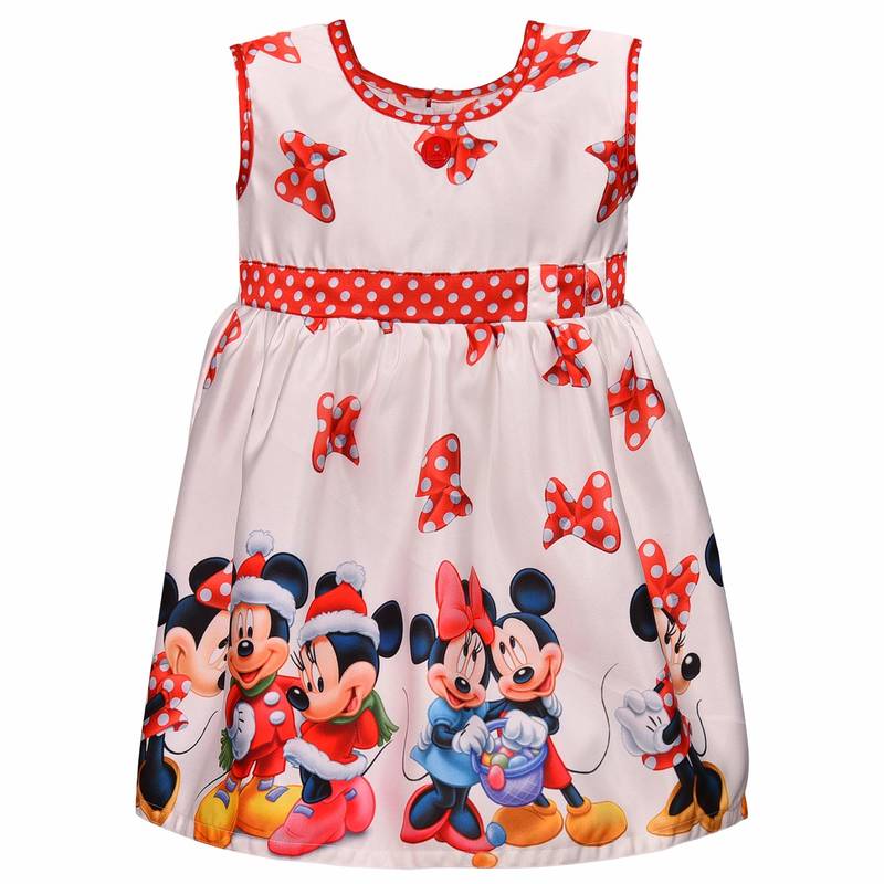Red printed polyester kids-frocks