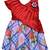 Red printed polyester kids-frocks