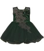 Green printed polyester kids-frocks