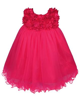 Pink printed polyester kids-frocks 1
