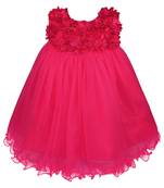 Pink printed polyester kids-frocks