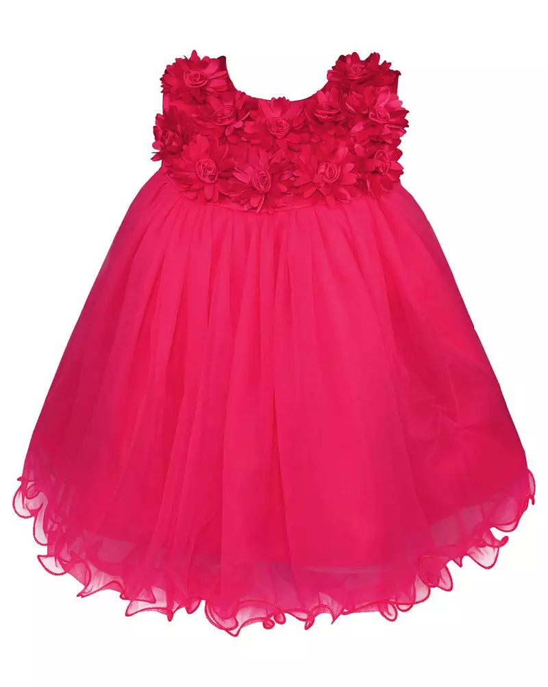 Pink printed polyester kids-frocks