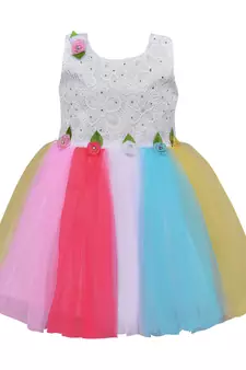 Multicolor printed polyester kids-frocks