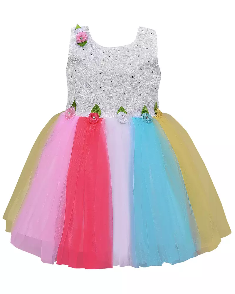 Multicolor printed polyester kids-frocks