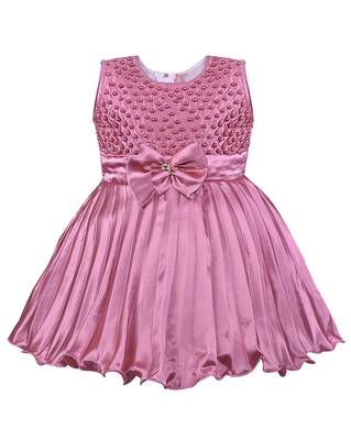 Purple printed polyester kids-frocks 1