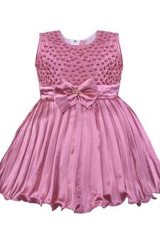 Purple printed polyester kids-frocks