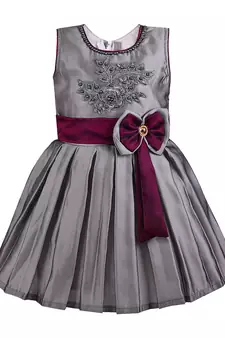 Silver printed polyester kids-frocks