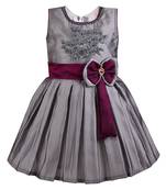 Silver printed polyester kids-frocks