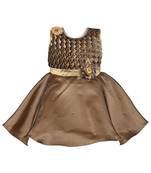Brown printed polyester kids-frocks