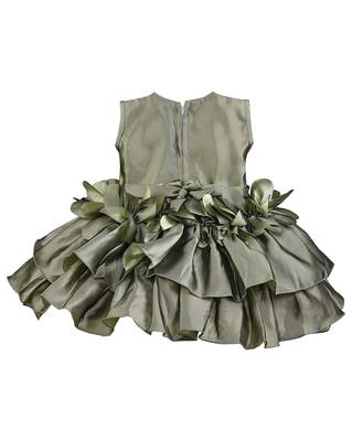 Green printed polyester kids-frocks 2