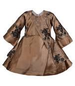 Brown printed polyester kids-frocks