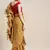 Mustard Yellow Floral Printed Crepe Ruffled Saree With Blouse
