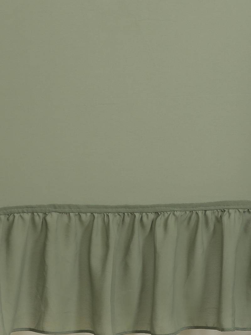 Sage Green Solid Georgette Ruffled One Minute Saree With Blouse