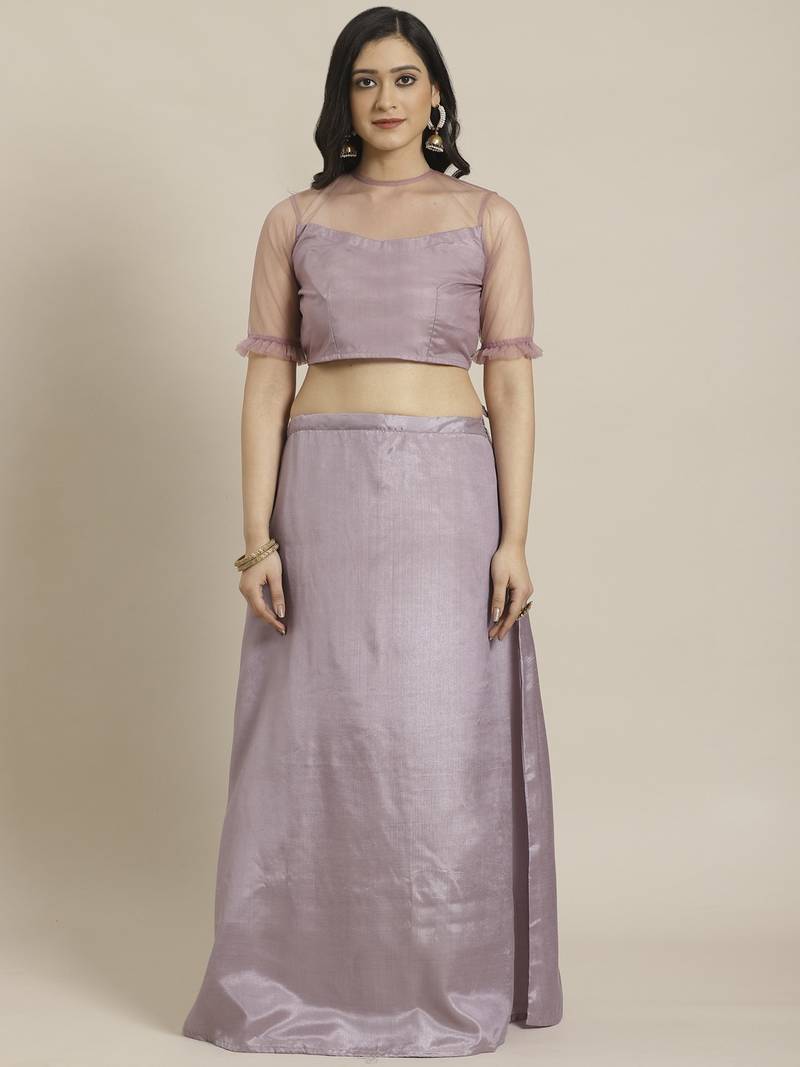 Mustard Yellow Embroidered Net Ruffled Saree With Blouse