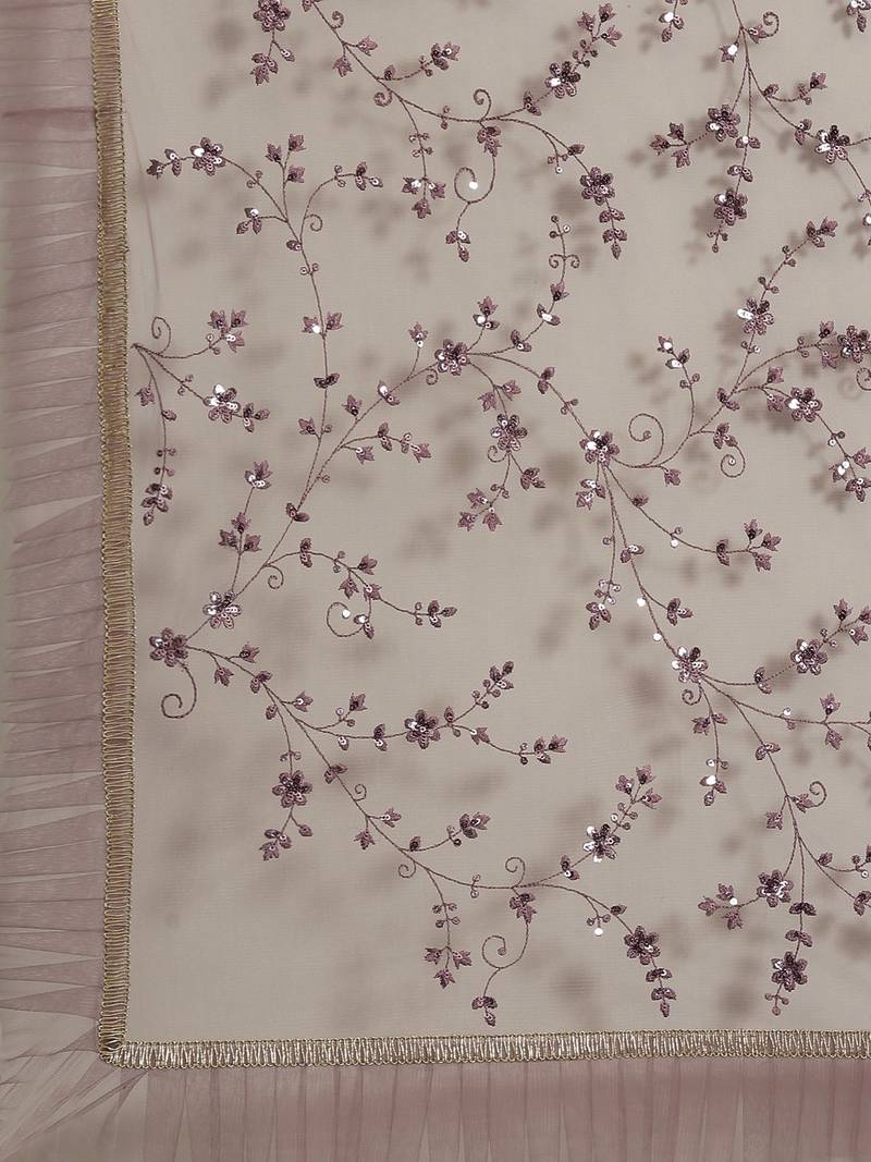 Mustard Yellow Embroidered Net Ruffled Saree With Blouse