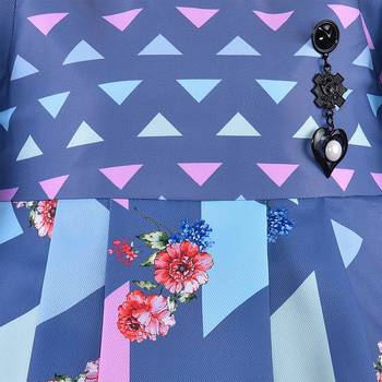 Blue printed polyester kids-frocks 3